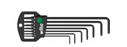 Wiha 366R Hm7, L-Torx-Nøkkel, T10, T15, T20, T6, T8, T9, Sort, Kromvanadiumstål, 62 G, 7 Stykker Wiha 366R Hm7, L-Torx-Nøkkel, T10, T15, T20, T6, T8, T9, Sort, Kromvanadiumstål, 62 G, 7 Stykker