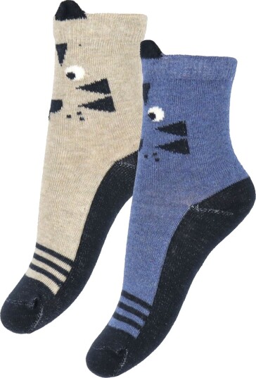 Minymo Socks W. 3D Effect (2-Pack) Blue 19\22