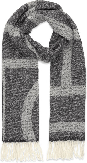 TOTEME Monogram Jacquard Wool Scarf   Grey   ONE SIZE