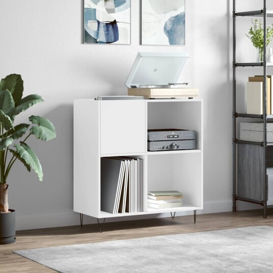 Hifi benk hvit 84,5x38x89 cm konstruert tre