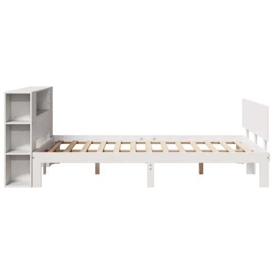 Seng med bokhylle uten madrass hvit 120x200 cm heltre furu 3322631