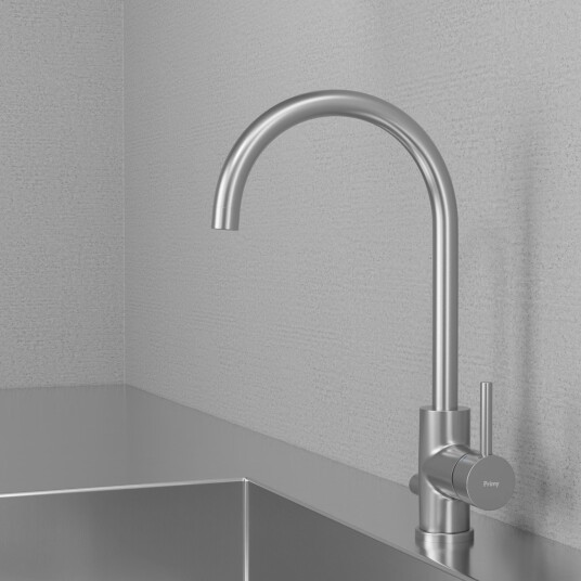 Primy Steel Curve Kjøkkenbatteri Med avstengning, Rustfritt stål Primy Steel Curve Kjøkkenbatteri Med avstengning, Rustfritt stål