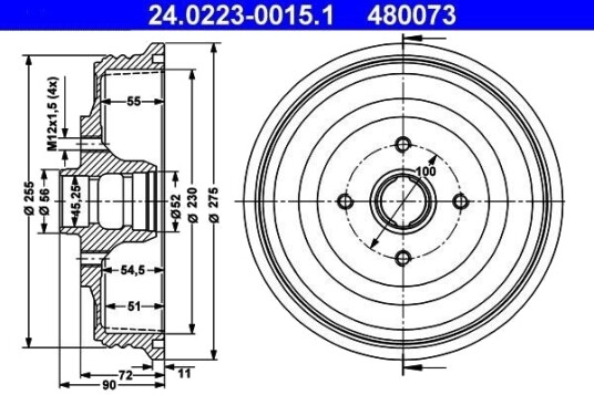 ATE 24.0223-0015.1 Bremsetrommel
