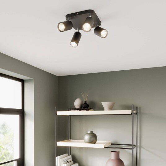 Euluna Taklampe Eye Spot 4 lyskilder kvadrat, svart