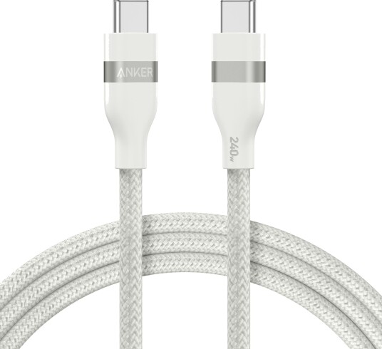 Anker 0.9m USB-C Hurtiglading Kabel 240W Flettet Hvit Anker 0.9m USB-C Hurtiglading Kabel 240W Flettet Hvit