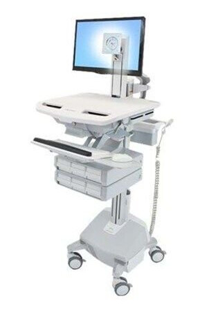 Ergotron Styleview - Vogn - Åpen Arkitektur - For Lcd-Skjerm / Pc-Utstyr - Medisinsk - Plastikk, Aluminium, Forsinket Stål - Grå, Hvit, Polert Aluminium - Skjermstørrelse: Inntil 24" - Utgan Ac 230 V - 40 Ah - Litium - Taa-Samsvar