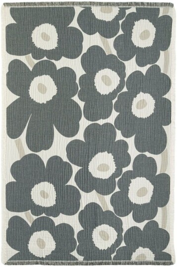 Marimekko Unikko pledd 150x220 cm Off white carcoal sand