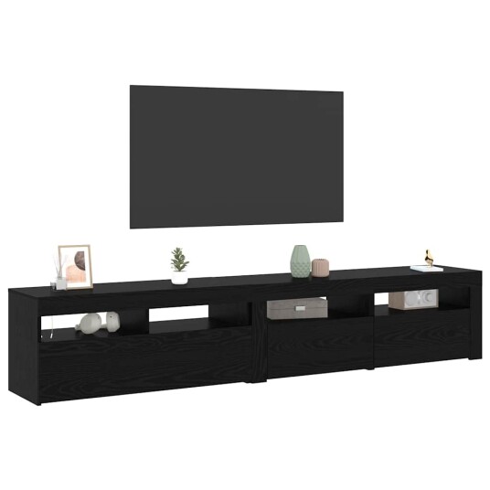 TV møbler 2 pcs Svart eik 210 x 35 x 40 cm Konstruert tre TV møbler 2 pcs Svart eik 210 x 35 x 40 cm Konstruert tre