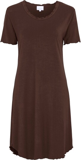 Damella - Nattkjole Short Sleeve i bambusviskose - Brun