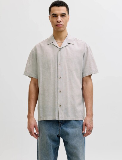 Jack & Jones Jjesummer Linen Blend Resort Shirt Ss Sn Grey M
