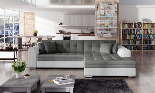 Hjørnesofa Eltap Sorento 296x194x78 cm Sawana 05 Soft 17 Mørk grå Høyre
