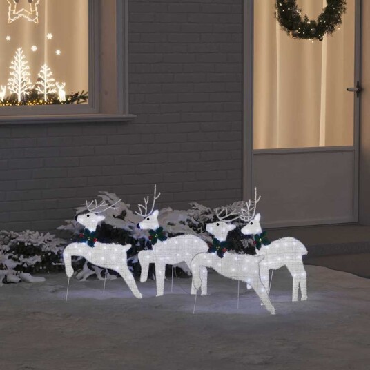 LED Reinsdyr 4 pcs sølv 45 x 19 x 65 cm stoff