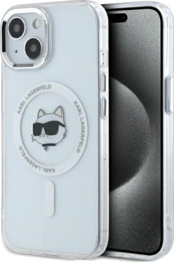 Karl Lagerfeld MagSafe Mobildeksel i Metall Choupette Hvit til iPhone 15