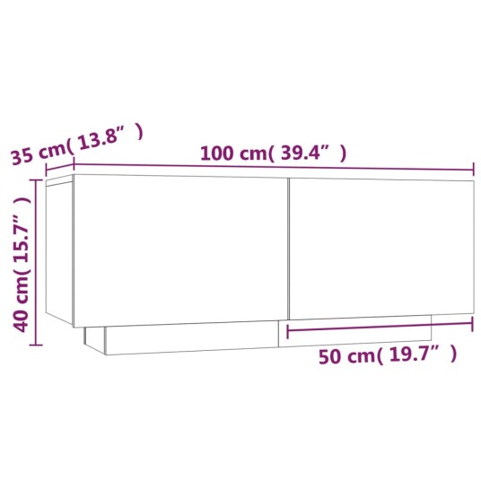 vidaXL Nattbord røkt eik 100x35x40 cm konstruert tre