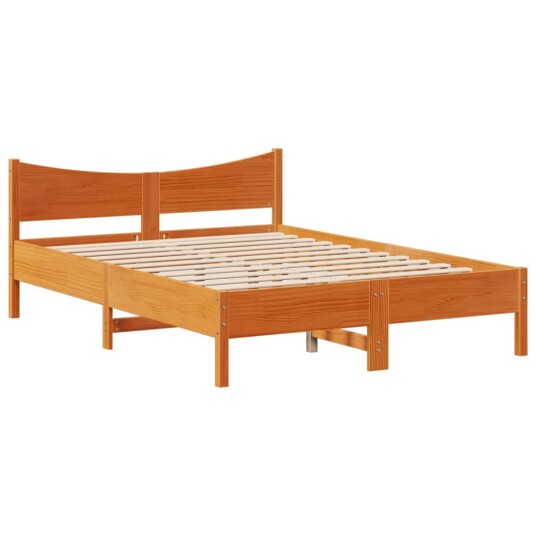 Sengeramme med hodegavl voksbrun 140x200 cm heltre furu 3307046