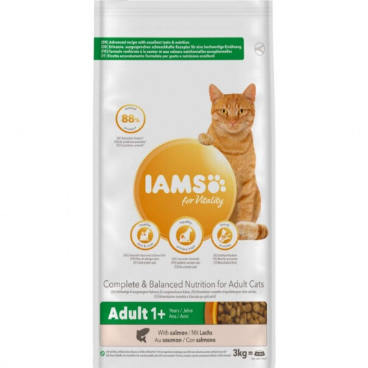 Iams Kattemat med Laks 3 kg - Fullfôr for Voksne Katter