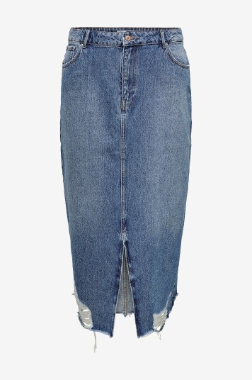 Only Carmakoma   Denim skjørt carEmma Life Reg Long Dnm Skirt   Blå
