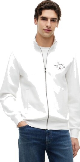 Tommy Hilfiger Script Stack Fz Stand Collar   White   XL