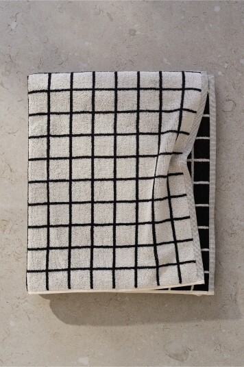 Jotex Badehåndkle 90x150 Cm Lysbeige/svart GRID 23031980192