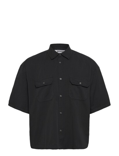 Weekday Boxy Short Sleeved Cotton Shirt Black XS