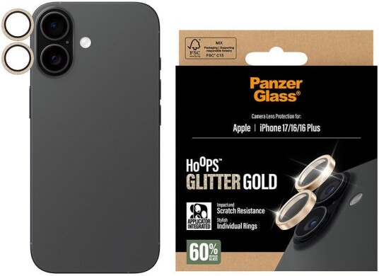 PanzerGlass Hoops Glitter Gull Kameralinsebeskyttelse for iPhone 17/16/16 Plus