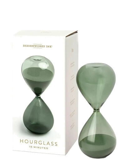 DesignWorks Inc Timeglas 15 Min Stedsegrøn Green H16CM DesignWorks Inc Timeglas 15 Min Stedsegrøn Green H16CM