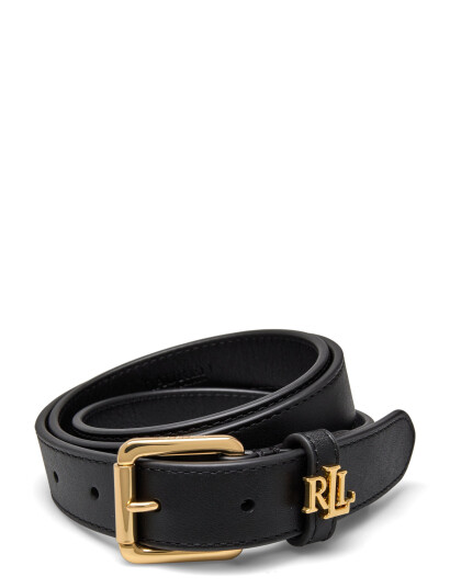 Lauren Ralph Lauren Logo-Keeper Leather Skinny Belt - Black - XL Lauren Ralph Lauren Logo-Keeper Leather Skinny Belt - Black - XL