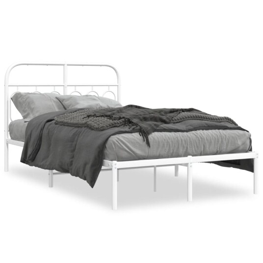  Sengeramme i metall med hodegavl hvit 120x200 cm 8721102646348