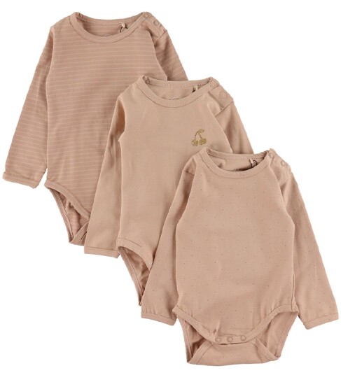 Sofie Schnoor Body L/æ 3 pack Nougat 2 år 92 Langermet Body Rosa
