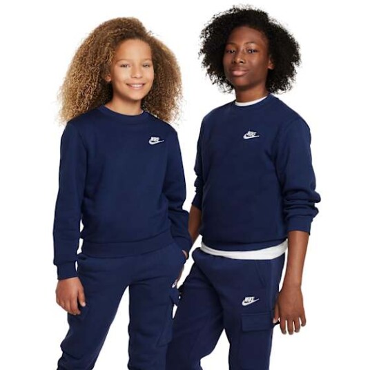 Nike Sportswear Club Fleece Sweatshirt Junior Midnight Navy/White XL 13 15