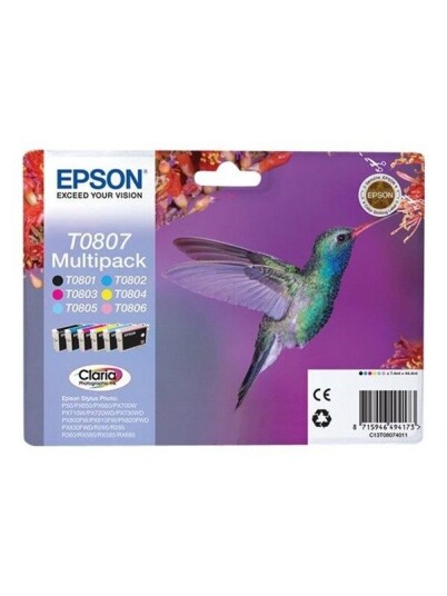 Epson T0807 Multipack (Black/Yellow/Cyan/Magenta/Light Magenta/Light Cyan) - Blekkpatron Cyan, Magenta, Gul, Svart, Lys Magenta, Lys Cyan Epson T0807 Multipack (Black/Yellow/Cyan/Magenta/Light Magenta/Light Cyan) - Blekkpatron Cyan, Magenta, Gul, Svart, Lys Magenta, Lys Cyan