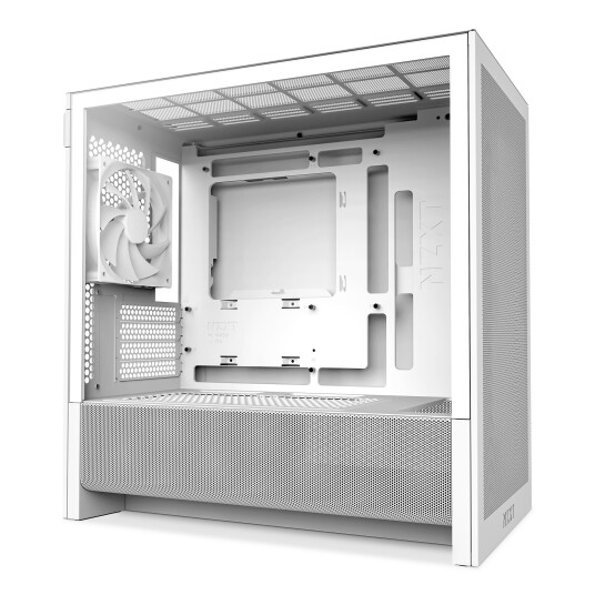NZXT H3 Flow 2025 Midi Tower Kabinett Hvit med Sidepanel
