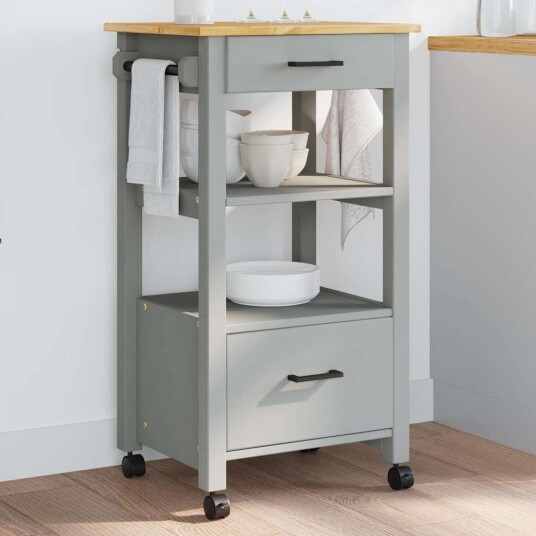 Kjøkkenvogn MONZA 48x40x90 cm heltre furu 376086 Kjøkkenvogn MONZA 48x40x90 cm heltre furu 376086