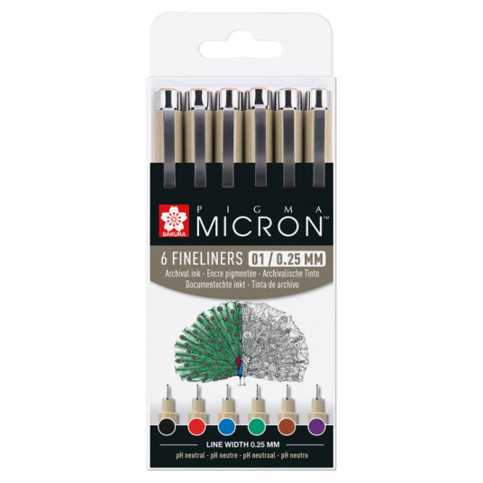 Sakura Pigma Micron 6-set 01 Basic Colours