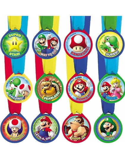 Amscan 12 stk Medaljer Super Mario Party 396611