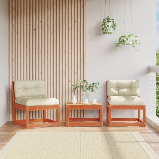  Hagesofaer med puter 2 stk voksbrun heltre furu 844706