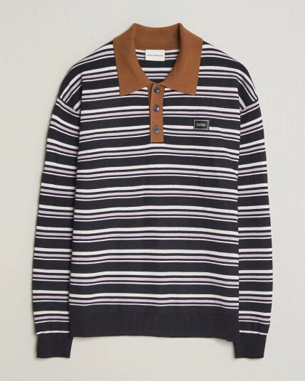 Drôle de Monsieur Striped Knitted Rugger Navy Multi