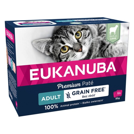 Eukanuba Kornfritt Kattemat Adult Lammepostei 12x85g Eukanuba Kornfritt Kattemat Adult Lammepostei 12x85g