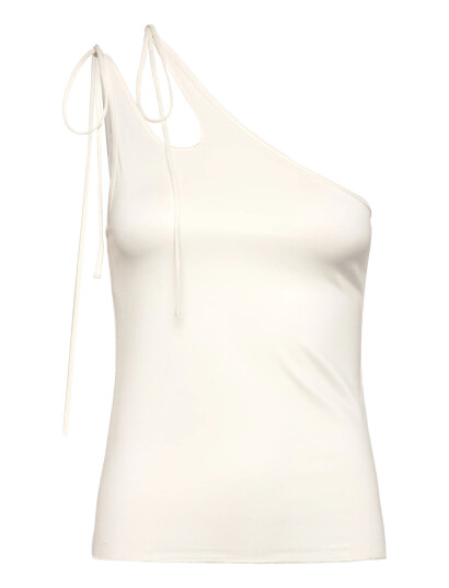 Monki Asymmetric Tie Jersey Tank Top - White - XXS