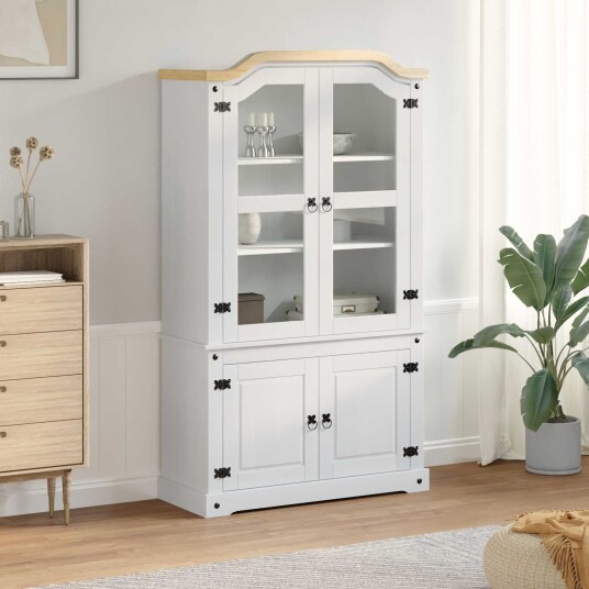 Visningsskap Hvit 103.5 x 42 x 180 cm Massiv furu