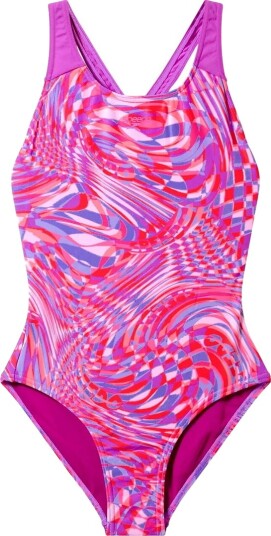 Speedo Badedrakt Trykk Splashback Neon Jelly Speedo 7 8 år (122 128) Badetøy Lilla Rosa Rød