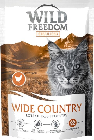 Wild Freedom Tørrfôr Adult Wide Country Sterilised Fjærkre Kornfri Oppskrift Ny 400 G