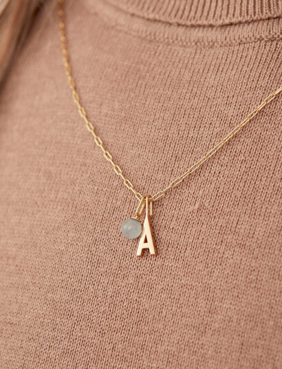 Design Letters Stone Drop Charm - Blue - 5 MM