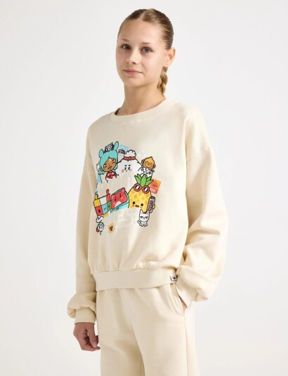 Lindex Sweatshirt Toca Boca Beige 158/164 Lindex Sweatshirt Toca Boca Beige 158/164