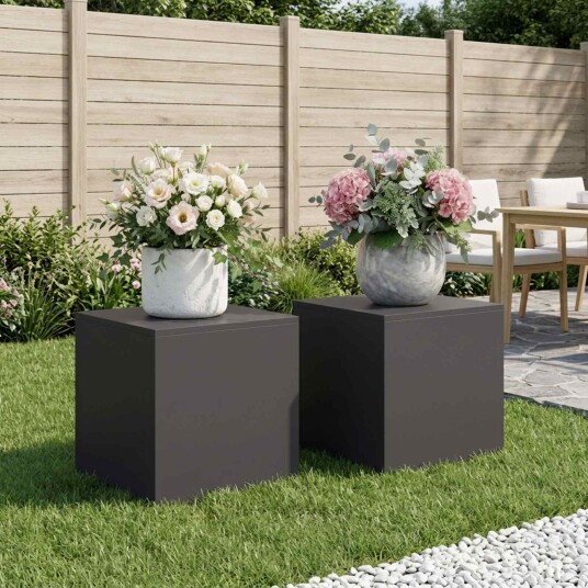 vidaXL Planteholder 2 pcs Svart 40 x 40 x 40 cm Stål