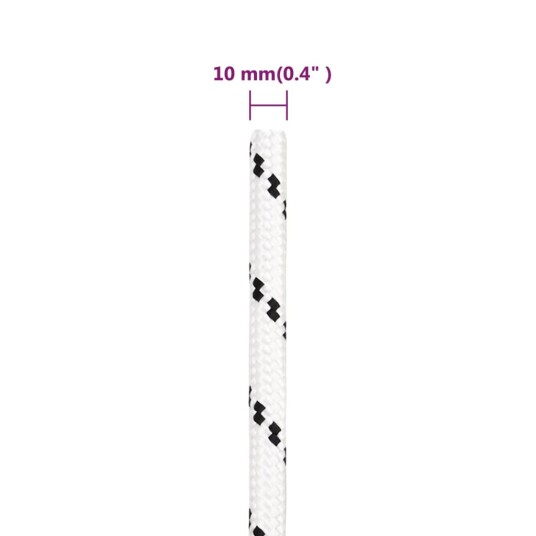 Flettet båttau hvit 10 mm x 25 m polyester