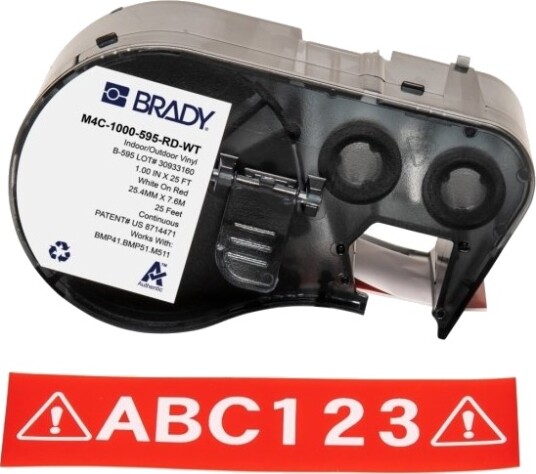 Brady M4c 1000 595 Rd Wt Rød Hvit Selvklebende Skriveretikett Kontinuerlig Etikett Vinyl Trermisk Overføring Akryl