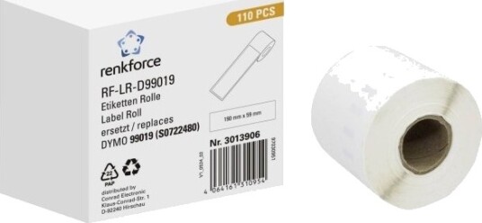 Renkforce Rf 6027812 Hvit Selvklebende Skriveretikett Kontinuerlig Etikett Rull Papir Direkte Termisk Renkforce Rf 6027812 Hvit Selvklebende Skriveretikett Kontinuerlig Etikett Rull Papir Direkte Termisk