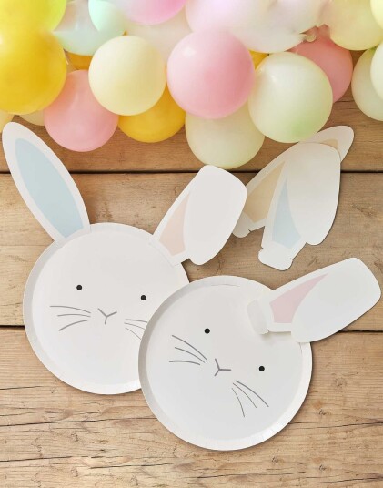 Ginger Ray 8 stk Papptallerkener med Kaninansikt og Kaninører Eggciting Easter EGG 229