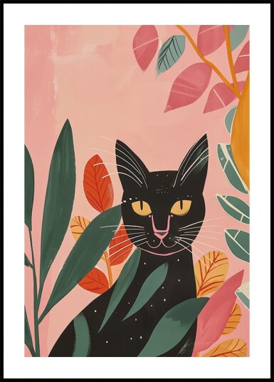 Black Cat in Jungle Plakat Plakat / 70x100cm